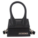 JACQUEMUS Shoulder Pouch Leather 2way Black Silver Auth 191657V-13