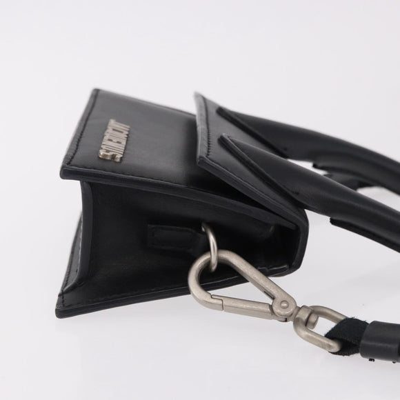JACQUEMUS Shoulder Pouch Leather 2way Black Silver Auth 191657V