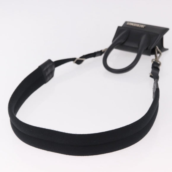 JACQUEMUS Shoulder Pouch Leather 2way Black Silver Auth 191657V
