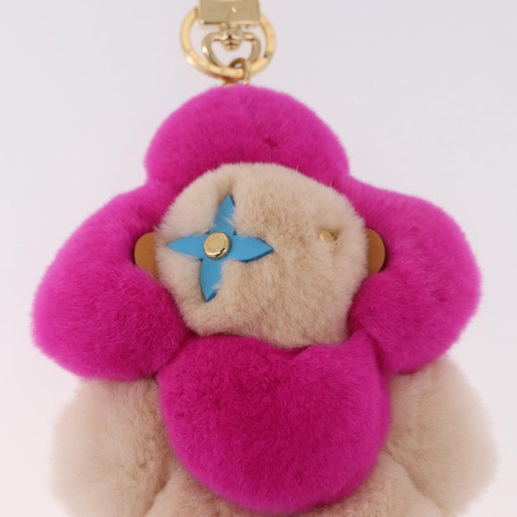 LOUIS VUITTON Vivienne Vison Bag Charm Fur Beige Gold M00870 LV Auth 191658SM
