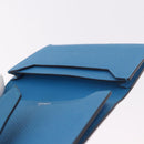 HERMES Bean Card Case Leather Blue Silver Auth 191663M-21