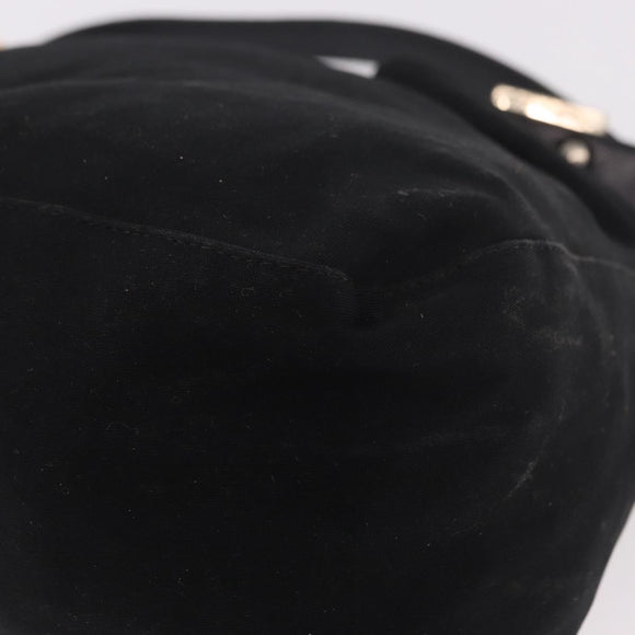 FENDI Mamma Baguette Shoulder Bag Cotton Black Gold Auth 191671