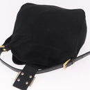 FENDI Mamma Baguette Shoulder Bag Cotton Black Gold Auth 191671-19