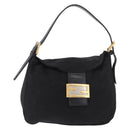FENDI Mamma Baguette Shoulder Bag Cotton Black Gold Auth 191671-13
