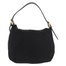 FENDI Mamma Baguette Shoulder Bag Cotton Black Gold Auth 191671-2