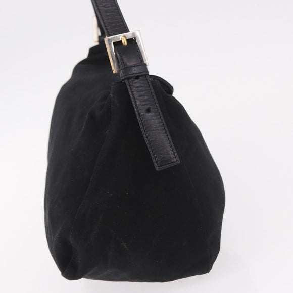 FENDI Mamma Baguette Shoulder Bag Cotton Black Gold Auth 191671