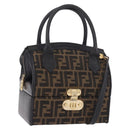 FENDI Zucca Canvas Vanity Hand Bag 2way Brown Gold Auth 191672-1