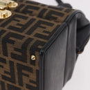 FENDI Zucca Canvas Vanity Hand Bag 2way Brown Gold Auth 191672-11