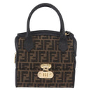 FENDI Zucca Canvas Vanity Hand Bag 2way Brown Gold Auth 191672-2