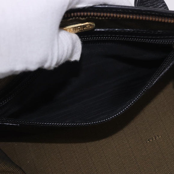 FENDI Zucca Canvas Vanity Hand Bag 2way Brown Gold Auth 191672