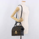 FENDI Zucca Canvas Vanity Hand Bag 2way Brown Gold Auth 191672-27