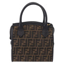 FENDI Zucca Canvas Vanity Hand Bag 2way Brown Gold Auth 191672-3