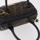 FENDI Zucca Canvas Vanity Hand Bag 2way Brown Gold Auth 191672-6