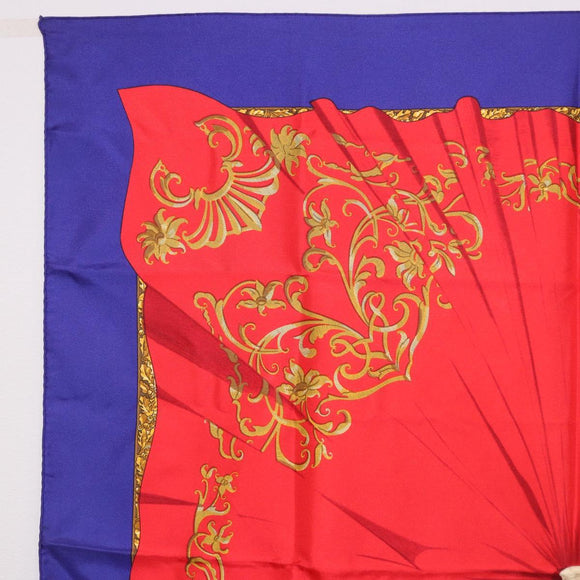 HERMES Carre 90 Scarf ""Souvenirs de Paris"" Silk Blue Beige Auth 191677