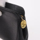 CHANEL COCO Mark Pouch Caviar Skin Black Gold CC Auth 191678-8