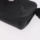 CHANEL COCO Mark Pouch Caviar Skin Black Gold CC Auth 191678-14