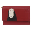 LOEWE Studio Ghibli No-Face Compact Wallet Leather Red Gold Auth 191680SM-13