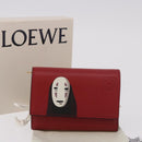 LOEWE Studio Ghibli No-Face Compact Wallet Leather Red Gold Auth 191680SM-12