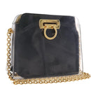 Salvatore Ferragamo Gancini Chain Shoulder Bag Plastic Clear Gold Auth 191682A-1