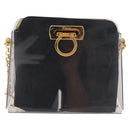 Salvatore Ferragamo Gancini Chain Shoulder Bag Plastic Clear Gold Auth 191682A-2