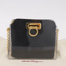 Salvatore Ferragamo Gancini Chain Shoulder Bag Plastic Clear Gold Auth 191682A-24