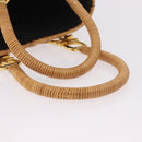 Salvatore Ferragamo Rattan Gancini Hand Bag Brown Gold Auth 191683V-9