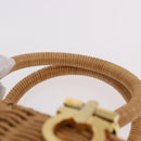 Salvatore Ferragamo Rattan Gancini Hand Bag Brown Gold Auth 191683V-15