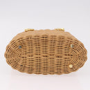 Salvatore Ferragamo Rattan Gancini Hand Bag Brown Gold Auth 191683V-8