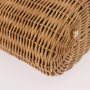 Salvatore Ferragamo Rattan Gancini Hand Bag Brown Gold Auth 191683V-16