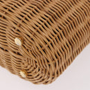 Salvatore Ferragamo Rattan Gancini Hand Bag Brown Gold Auth 191683V-17