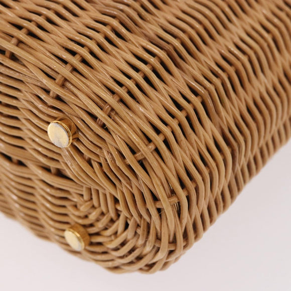 Salvatore Ferragamo Rattan Gancini Hand Bag Brown Gold Auth 191683V