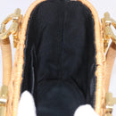Salvatore Ferragamo Rattan Gancini Hand Bag Brown Gold Auth 191683V-21