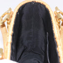 Salvatore Ferragamo Rattan Gancini Hand Bag Brown Gold Auth 191683V-22