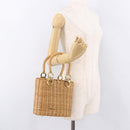 Salvatore Ferragamo Rattan Gancini Hand Bag Brown Gold Auth 191683V-24