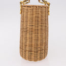 Salvatore Ferragamo Rattan Gancini Hand Bag Brown Gold Auth 191683V-5