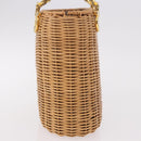 Salvatore Ferragamo Rattan Gancini Hand Bag Brown Gold Auth 191683V-6