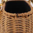 Salvatore Ferragamo Rattan Gancini Hand Bag Brown Gold Auth 191683V-7