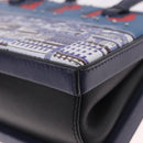 LOEWE Hand Bag Leather 2way Navy Silver Auth 191686M-16