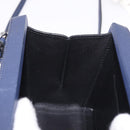 LOEWE Hand Bag Leather 2way Navy Silver Auth 191686M-20