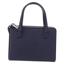 LOEWE Hand Bag Leather 2way Navy Silver Auth 191686M-2
