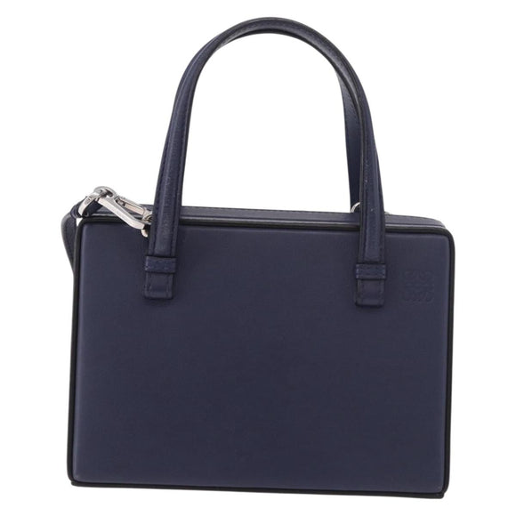 LOEWE Hand Bag Leather 2way Navy Silver Auth 191686M