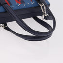 LOEWE Hand Bag Leather 2way Navy Silver Auth 191686M-7