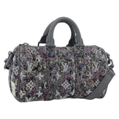 LOUIS VUITTON Monogram Felt Keepall XS Hand Bag Gray Pink M80821 Auth 191687SAM