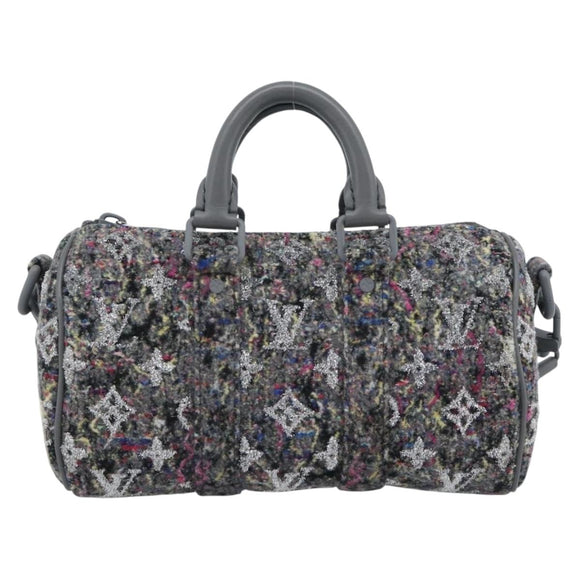 LOUIS VUITTON Monogram Felt Keepall XS Hand Bag Gray Pink M80821 Auth 191687SAM