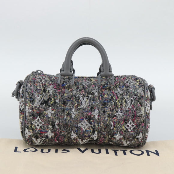 LOUIS VUITTON Monogram Felt Keepall XS Hand Bag Gray Pink M80821 Auth 191687SAM