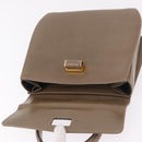 Salvatore Ferragamo Gancini Hand Bag Leather Beige Gold Auth 191690-18