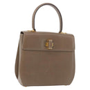 Salvatore Ferragamo Gancini Hand Bag Leather Beige Gold Auth 191690-1