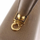 Salvatore Ferragamo Gancini Hand Bag Leather Beige Gold Auth 191690-10