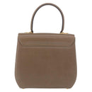 Salvatore Ferragamo Gancini Hand Bag Leather Beige Gold Auth 191690-2