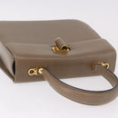 Salvatore Ferragamo Gancini Hand Bag Leather Beige Gold Auth 191690-6